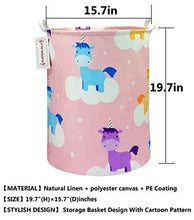 Load image into Gallery viewer, QUEENLALA Large Storage Basket,Laundry Hamper/Bathroom/Home Decor/Collapsible Round Storage Bin,Boys and Girls Hamper/Boxes/Clothing（Pink Unicorn）
