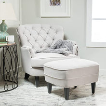 Load image into Gallery viewer, Great Deal Furniture Alfred Fabric Club Chair, Natural with Ottoman
