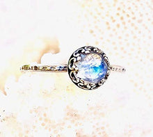Load image into Gallery viewer, Rainbow Moonstone Sterling Silver Stacking Ring - Size 8 - Everyday Jewelry - Gift For Women Her Mom
