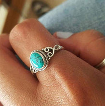 Load image into Gallery viewer, supaen Fashion Women 925 Sterling Silver Turquoise Moonstone Ring Wedding Jewelry 6-10 (10)
