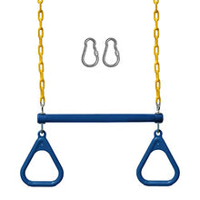 Load image into Gallery viewer, Jungle Gym Kingdom Swing Sets for Backyard, Monkey Bars &amp; Swingset Accessories - Set Includes 18" Trapeze Swing Bar &amp; 48" Heavy Duty Chain with Locking Carabiners - Outdoor Play Equipment (Blue)
