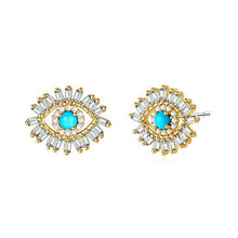Load image into Gallery viewer, Obidos Evil Eye Earrings S925 Sterling Silver Post Earrings Lucky Jewelry for Girls and Women Faith Protection Earrings

