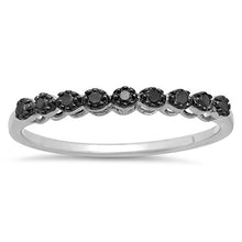 Load image into Gallery viewer, Dazzlingrock Collection 0.20 Carat (ctw) Sterling Silver Round Black Real Diamond Wedding Anniversary Band 1/5 CT, Size 7
