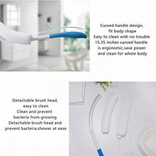 Load image into Gallery viewer, MagiDeal Vinyl Quote Me Long Anti-Slip Curve Handled Bath Body Brush, Easy Reach for Seniors, Suitable for Elderly/Pregnant Aid Bathing &amp; Shower, Blue, 15.35"
