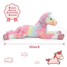 Load image into Gallery viewer, Tezituor Large Horse Stuffed Animal Giant Pony Pink Plush Toy Horse Tie-Dye Fur Big Gift for Kids 35 Inches

