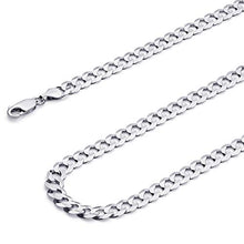 Load image into Gallery viewer, 14k REAL White Gold Men's 7mm Cuban Concave Curb Solid Chain Bracelet with Lobster Claw Clasp - 8.5"
