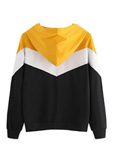 Load image into Gallery viewer, SweatyRocks Women's Long Sleeve Color Block Pullover Hoodie Sweatshirt Tops Black-Yellow S
