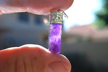 Load image into Gallery viewer, CHARGED Himalayan Amethyst Crystal Perfect Pendant + 20" Silver Chain + Selenite Heart Charging Crystal Included (HEALING ENERGY)
