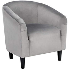 Load image into Gallery viewer, YAHEETECH Velvet Arm Chair Home Modern Club Chair Accent Chair Upholstered Barrel Chair Gray

