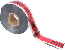 Load image into Gallery viewer, Morris Products Underground Electrical Foil Lined Caution Tape – 3" Width – Detectable From 12-24" Depths – Red – Printed with Caution Buried Electric Line Below – 1, 000'. Length
