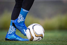 Load image into Gallery viewer, SENDA Gravity Performance Grip Socks with Non-Slip Technology, Soccer, Running, Basketball, Crew Length, Blue/White, Medium (US Men 5-8, Women 6-9)
