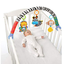 Load image into Gallery viewer, VX-star Baby Travel Play Arch Stroller/Crib Accessory,Cloth Animmal Toy and Pram Activity Bar with Rattle/Squeak/Teethers(Stripe)

