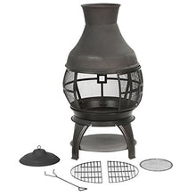 Load image into Gallery viewer, BALI OUTDOORS Outdoor Fireplace Wooden Fire Pit, Chimenea, Black
