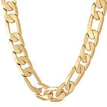 Load image into Gallery viewer, Lifetime Jewelry 11mm Figaro Chain Necklace 24k Gold Plated for Men Women &amp; Teen, 18 Inches
