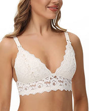 Load image into Gallery viewer, HOFISH Women's Maternity Bra for Breastfeeding Lace Nursing Bras Comfy for Pregnancy White L
