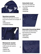 Load image into Gallery viewer, Women Raincoat Hooded Trench Coat Active Outdoor Rain Jacket Lightweight Rain Coats Navy Blue XL
