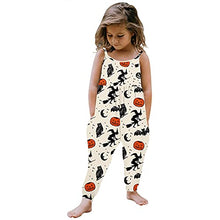 Load image into Gallery viewer, Halloween Toddler Girls' Sleeveless Jumpsuits Rompers with Pocket Cute Pumpkin Cat Ghost Harem Pants Outfits 1-6 Years
