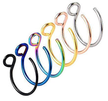 Load image into Gallery viewer, 20G Stainless Steel Nose Rings 8mm Nose Cuff Piercing Jewelry Hoop for Faux Lip Septum Boby Piercing (6 pcs)
