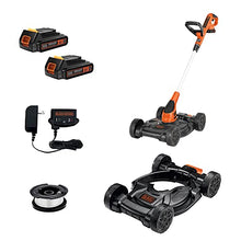 Load image into Gallery viewer, BLACK+DECKER 3-in-1 Lawn Mower, String Trimmer and Edger, 12-Inch, Cordless (MTC220)
