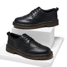 Load image into Gallery viewer, Women's Oxford Shoes Flat Brogues Dress Shoes Wingtip Perforated Lace Up Low Heel Casual Work Office Dressy Business Shoes Black US 8
