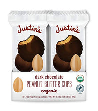 Load image into Gallery viewer, Justin's Organic Dark Chocolate Peanut Butter Cups, Rainforest Alliance Certified Cocoa, Gluten-free, Responsibly Sourced, 12 Packs of 2-Cups each

