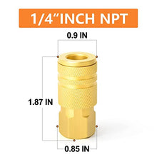 Load image into Gallery viewer, GASHER 1/4-Inch Brass Industrial Coupler,1/4 Inch NPT Threads Size, Quick Connect Air Coupler &amp; Air Plug
