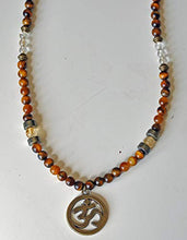 Load image into Gallery viewer, Abundance and Money, Men Citrine Tiger's Eye Prosperity Necklace, Genuine Gemstone Mens Necklace, Pyrite Necklace, Yoga necklace
