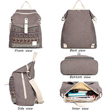 Load image into Gallery viewer, Womens Backpack Purse Canvas Purse 3-Way Crossbody Bag Boho Shoulder Tote Bags Girls (Grey - bohemian)

