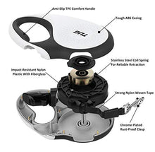Load image into Gallery viewer, TUG 360° Tangle-Free, Heavy Duty Retractable Dog Leash for Up to 110 lb Dogs; 16 ft Strong Nylon Tape; One-Handed Brake, Pause, Lock (Large, White)
