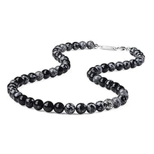 Load image into Gallery viewer, GAVU Handcrafted Men's Healing Crystal Snowflake Obsidian Necklace 24"
