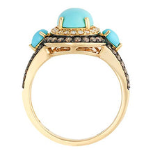 Load image into Gallery viewer, Effy Jewelry Turquoise &amp; Diamond Statement Ring in 14K Yellow Gold, 3.78 TCW HRY0I589UF
