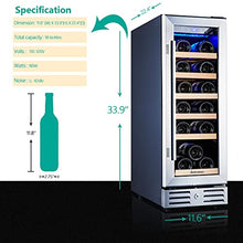 Load image into Gallery viewer, Kalamera Mini Fridge 18 Bottle - 12 inch Wine Cooler Refrigerator, Built-in or Freestanding, with Stainless Steel &amp; Double-Layer Tempered Glass Door, and Temperature Memory Function Wine Fridge
