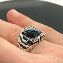 Load image into Gallery viewer, Mens Square Onyx Ring, Black Onyx Stone Ring, Modern Silver Men Ring, Signet Man Ring, 925k Sterling Silver Ring, Gift For Him
