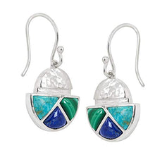 Load image into Gallery viewer, Silpada 'Modern Geo' Natural Malachite, Lapis, Compressed Turquoise Drop Earrings in Sterling Silver
