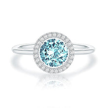 Load image into Gallery viewer, Swarovski Crystal 14K White Gold Plated Birthstone Rings | White Gold Rings for Women | Aquamarine Ring
