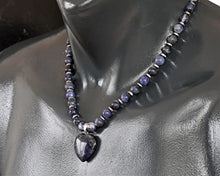 Load image into Gallery viewer, ElisaJewelryArt - Natural Sodalite Heart Pendant Sodalite Crystal Beaded Necklace Genuine Gemstone Calming Stone Clasp Closure Necklace Unisex Necklace (18, Sodalite)

