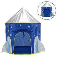 Load image into Gallery viewer, Qi Peng Children's Tent Game House ，Rocket Ship Tent ，Spaceship Tent for Kids ，Portable Foldable Pop Up Tent Blue Star Boys Girls
