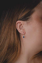 Load image into Gallery viewer, Small Blue Kyanite Gemstone Spinner Orbit Earrings in Sterling Silver
