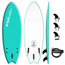 Load image into Gallery viewer, Wavestorm -Soft Top Foam 5'6" Surfboard/Fish Swallow Tail Surfboard for Beginners and All Surfing Levels Youth Complete Set Includes Leash and Multiple Fins (AZ21-WSSF560-TRQ)
