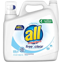 Load image into Gallery viewer, All Liquid Laundry Detergent Free Clear for Sensitive Skin, Ounce, 94 Loads Free and Clear 141 Fl Oz Unscented
