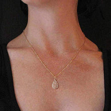 Load image into Gallery viewer, Peach Champagne Druzy Quartz Gemstone Geode Pendant Necklace 14k Gold Filled 18 inch Chain
