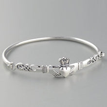 Load image into Gallery viewer, FashionJunkie4Life 925 Sterling Silver Irish Claddagh Celtic Knot Bangle Bracelet
