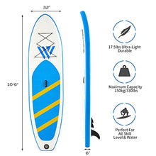 Load image into Gallery viewer, Paddle Board Inflatable Stand Up Paddleboard with SUP Accessories, Waterproof Backpack, Adjustable Paddle, Removable Fin, Non-Slip Deck, Safety Ankle Leash, Hand Pump, Standing Boat for Youth &amp; Adult
