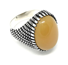 Load image into Gallery viewer, KAR 925K Stamped Solid Sterling Silver Yemeni Agate (Aqeeq) Men's Ring P3A (12.5)
