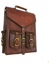 Load image into Gallery viewer, Aura Creations Leather Laptop Backpack for Men Leather laptop backpack women's Pure Goat Leather Brown Bags Pithoo Bag for College/Office/School/Men/Women/Boys/Girls/Daily use
