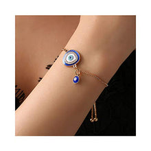 Load image into Gallery viewer, Vintage Blue Evil's Eyes Bracelet Link Chain Fashion Ethnic Adjustable Rhinestone Blue Eye Bracelet Bangle for Women Girls (Deep blue)
