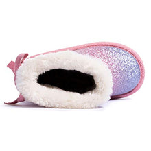 Load image into Gallery viewer, KRABOR Girls Glitter Snow Boots Cotton Lining Warm Winter Non-Slip Shoes with Cute Bow for Toddlers/Little Kid (Pink Size 13)
