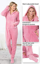 Load image into Gallery viewer, PajamaGram Womens Onesie with Hood - Adult Footie Pajamas, Pink, 2X / 20-22
