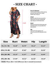 Load image into Gallery viewer, GXLU Women's Plus Size Summer Black Maxi Dresses Short Sleeve Casual Loose Plain Split Beach Party Mother of The Bride Long Dress with Pockets Floral Print Black 4X
