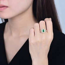 Load image into Gallery viewer, Beyond jewelry Genuine Emerald Diamond Ring 14K Yellow Gold Statement Rings for Women
